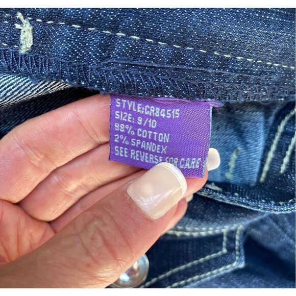 Y2K Vintage Elite Jeans SZ 9/10 Dark Denim Cargo Stretchy Bling Capris - Picture 4 of 13